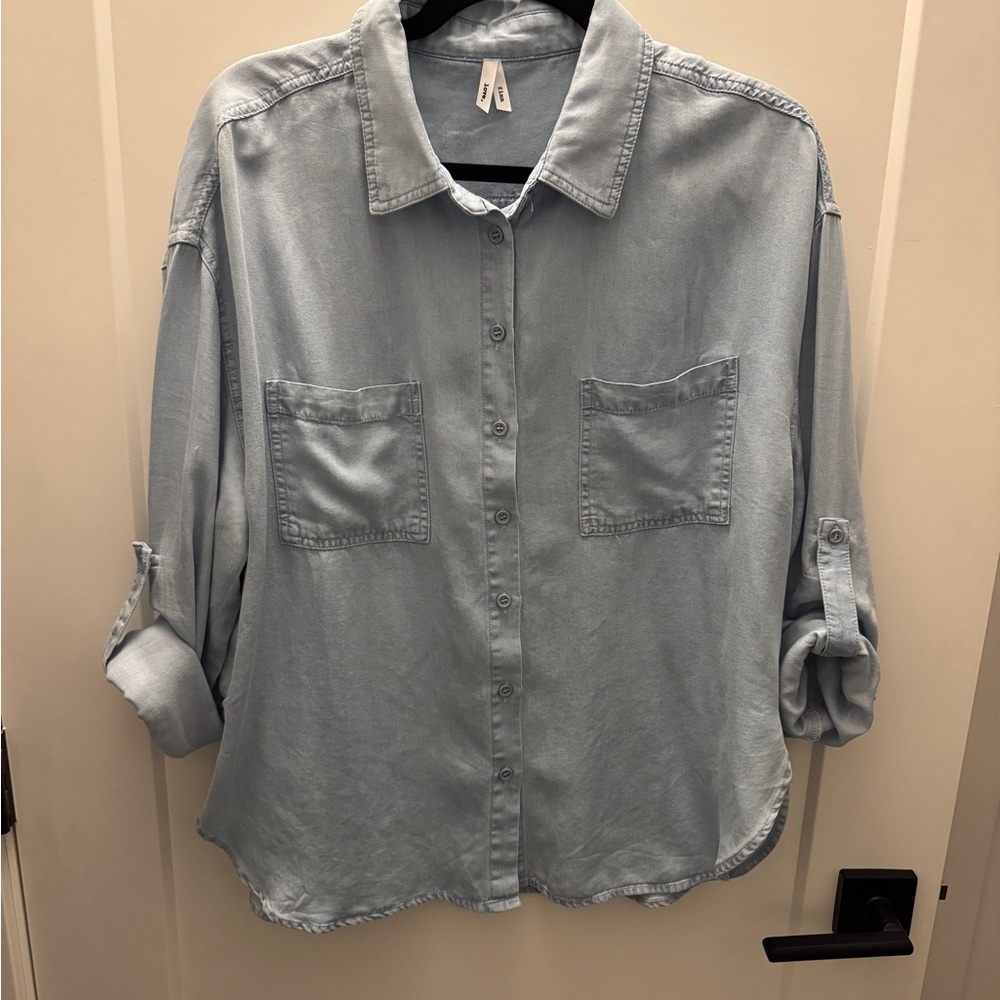 Light Blue Denim Button-Up Shirt